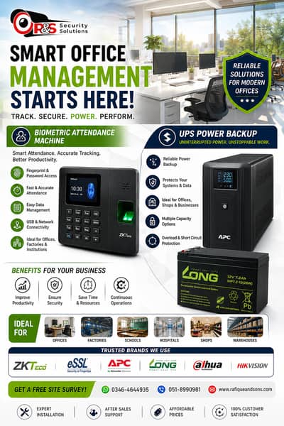 bio metric attendance system/ups power  backup installation