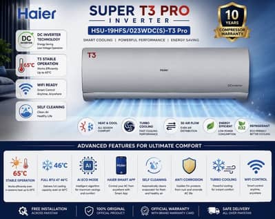 Haier super t3 pro 1.5 ton avalible