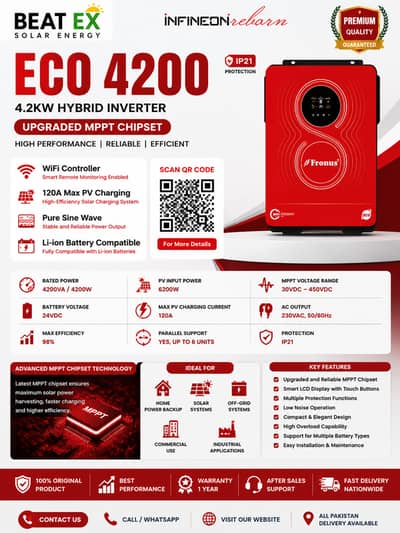 Fronus ECO 4200 Hybrid Solar Inverter 4.2KW | 4200W | MPPT | WiFi |