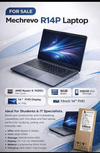 Mechrevo R14P Laptop | AMD Ryzen 5 7430U | 8GB RAM | 256GB SSD |