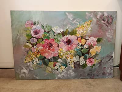 Large Hand-Painted Floral Canvas High Quality Paints used.