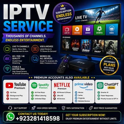 iptv Services - 4k hd fhd UHD Tv - 3D Dubbed Movies - All Web Series
