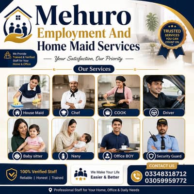 Maid /Cook / Baby Care / Patient Care / Nurse / Kitchen Helper/ Driver