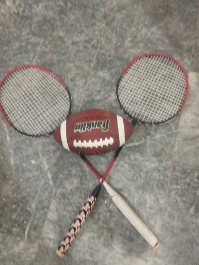 racket shutter and rugby  ball