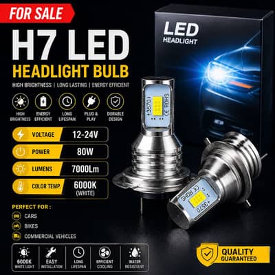 Premium H7 LED Car Headlight 7000Lm Bright White Light