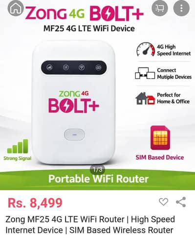 zong brand new almost 8 month use wifi dongle