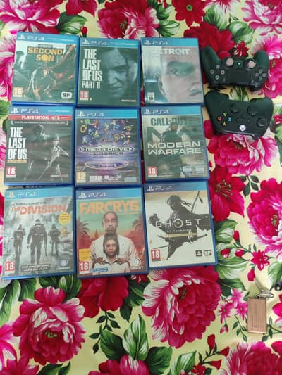 PS4 CDs and PS4 controller and Xbox x series