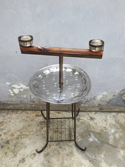 Parrot Stand with Stainless Steel Feeding Bowls – Strong & Durable
