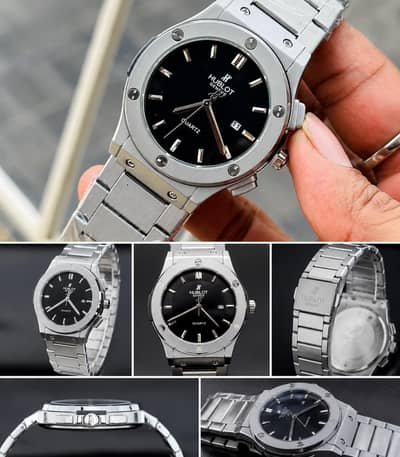 Hublot Style Quartz Watch for Men Stainless Steel Strap