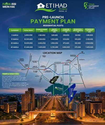 Etihad Town Phase 4 Plot Files for Sale | Starting from PKR 74 Lac | Easy Installment Plan | 15% Discount on Full Cash Payment