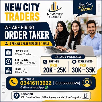 Order Takers & Sales Staff – Male & Female
