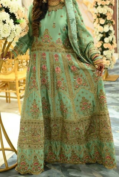 Bridal Maxi Dress, Sage green and pistachio