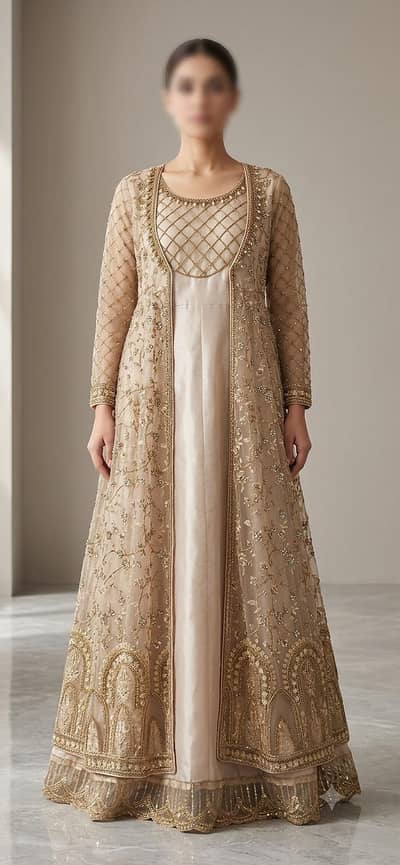 raw silk long maxi  with long net gown