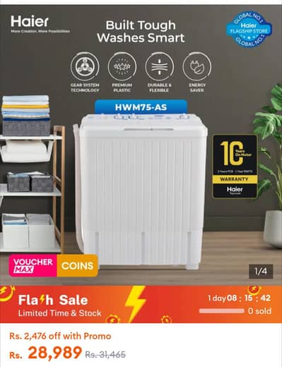 Haier hwm75 semi automatic washing machine in warranty