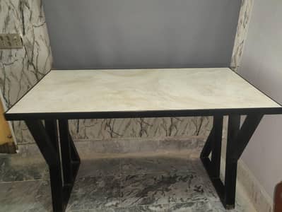 Modern Designer Office/Study Table – Metal Frame & Marble Finish Top