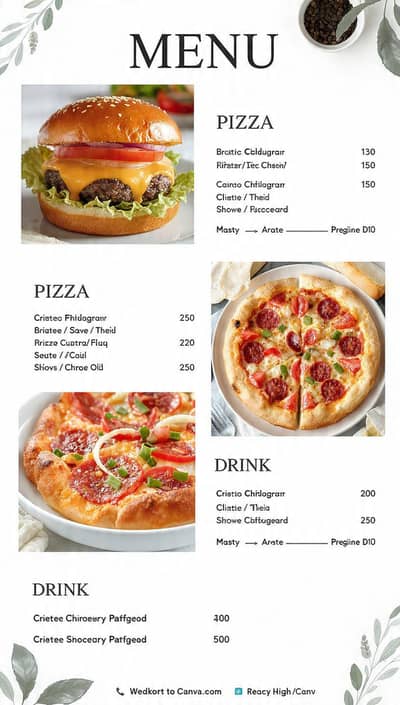 Professional Menu Card Design - 2 Hours Delivery