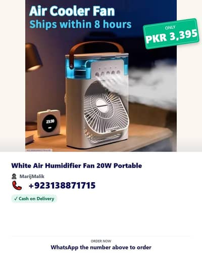 Portable Mini AC Air Cooler and Humidfler Fan 20W