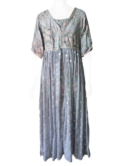 Light Grey Floral Embroidered frock - Size M/L