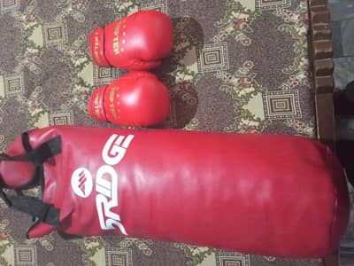 Boxing bag , gloves , hand raps