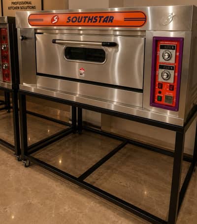 pizza oven south star/ deep fryer/ hot plate/ dough mixer/ prep table