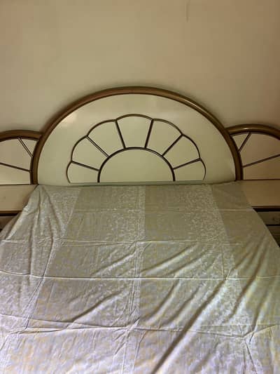 Wooden Double Bed with 2 Side Tables – Solid & Sturdy