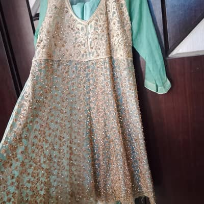 3 pice heavy stone & zarri work frock