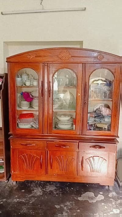 SHOWCASE WOODEN CROCKERY GOOD CONDITION