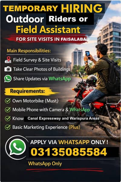 Position for outdoor field surveyors/ outdoor Riders