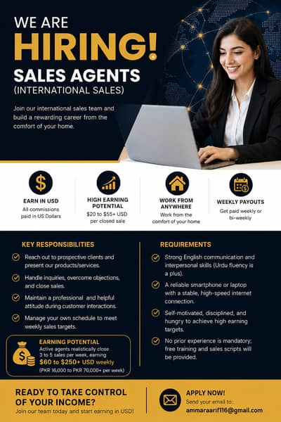 Remote Sales Agent (Earn in USD - Commission Only / Work from Home)