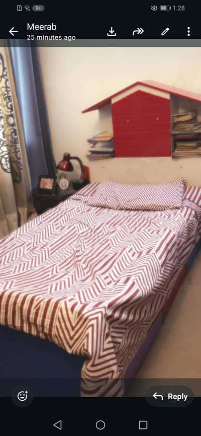 single bed with mattress