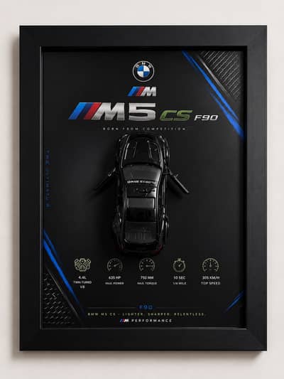 Premium 3D Metal Car Frame | Wall & Table Display