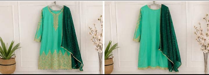 sea green embroidered suit 3 piece- part wear
