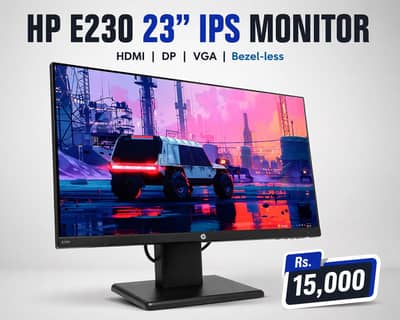 HP E230 23” IPS LED Monitor - Bezel-less - HDMI DP VGA