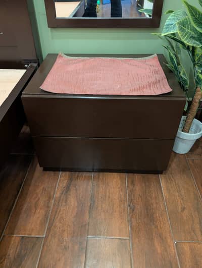Solid wood good as new double bed with side tables and mirror