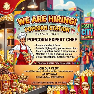 Required chef for popcorns chain.