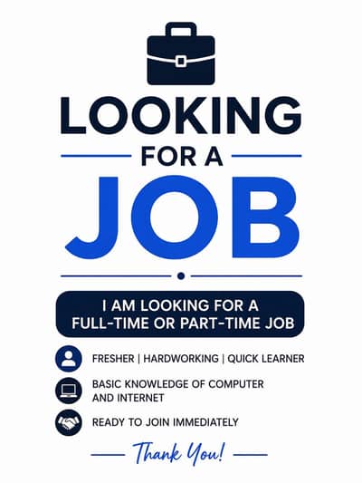Fresher Looking for Any Job | Full-Time / Part-Time | فوری نوکری درکار