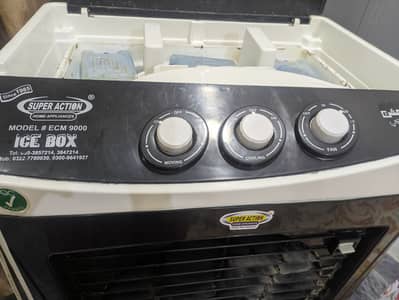 Super Action Air Cooler with Ice Bottles, Model # ECM 9000.