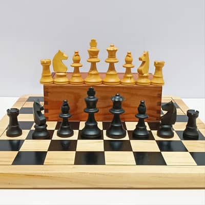 1970s K&C Ltd. London Handcrafted Wooden Chess Set with Woden Board