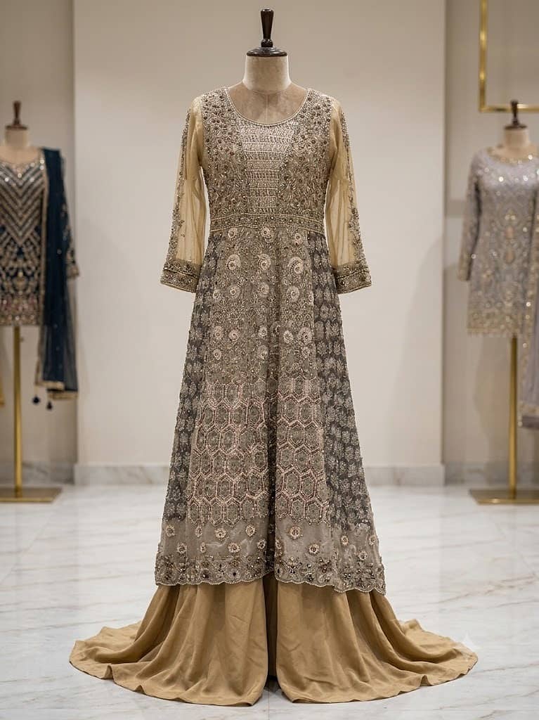 Luxury Long Tail Walima Maxi | Designer Bridal Maxi | One Time Worn | 0