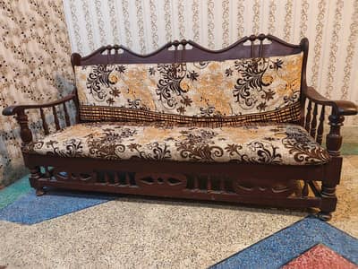Wooden 3-Seater Sofa
