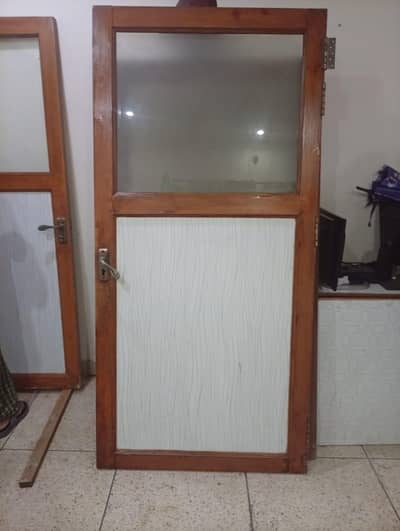 Solid Wooden Door with Glass Panel