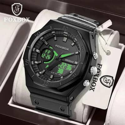 FOXBOX  Sport Chronograph Watch with Black Dial