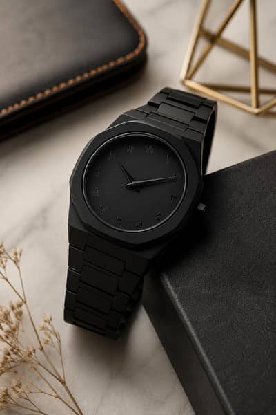 Black stainless steel men's Analouge watch
