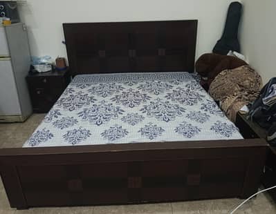 king size bed with 2 side tables and 1 mattress