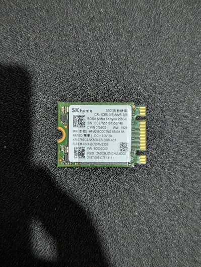 256GB NVMe SSD, Gen 3, 2230
