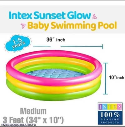 Intex 3 Feet Kids Swimming Pool Pink Green Vinyl