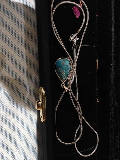 Pyrite blue Feroza stone - turquoise gemstone