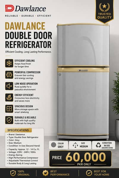 Dawlance Grey Fridge Medium Size – Second Hand – Excellent Condition
