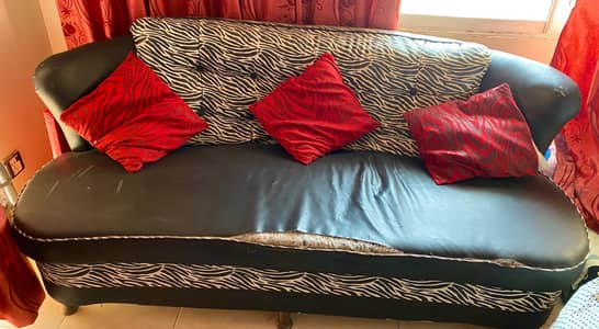 Black leather sofa set