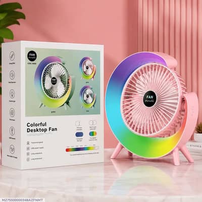 RGB LED rechargeable desktop fan portable USB cooling fan